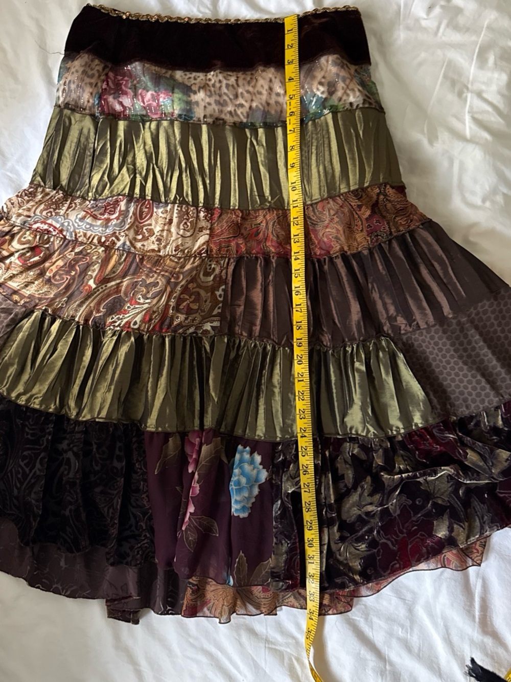 VTG Caché Patchwork Tiered Maxi Skirt Tulle Slip Size 12 - Picture 9 of 10